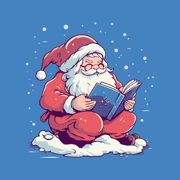 kerstman op het boek