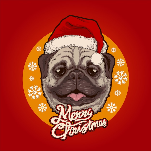 Kerstman pug illustratie