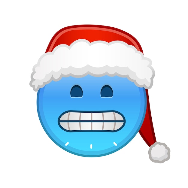 Kerstmis bevriezend gezicht Grote gele emoji-glimlach