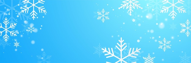 Kerstmis blauwe achtergrond met sneeuw en sneeuwvlok Kerstkaart met de vectorillustratie van de sneeuwvlokgrens