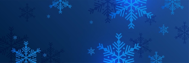 Kerstmis blauwe achtergrond met sneeuw en sneeuwvlok Kerstkaart met de vectorillustratie van de sneeuwvlokgrens