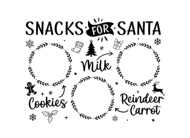 Kerstmis Dear Santa Tray Plate Cookies belettering citaten gezegden kalligrafie wenskaart vector