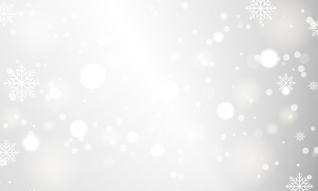 Kerstmis en gelukkig nieuwjaar feestelijke achtergrond met sneeuwvlokken en vakantie gloeiende witte bokehlichten