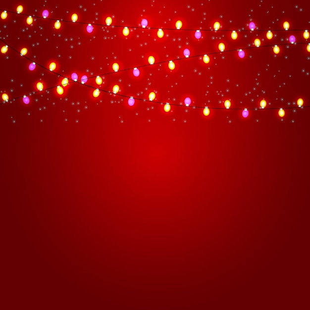 Kerstmis en Nieuwjaar Achtergrond met Lichtgevende Garland Vector Illustratie Eps10