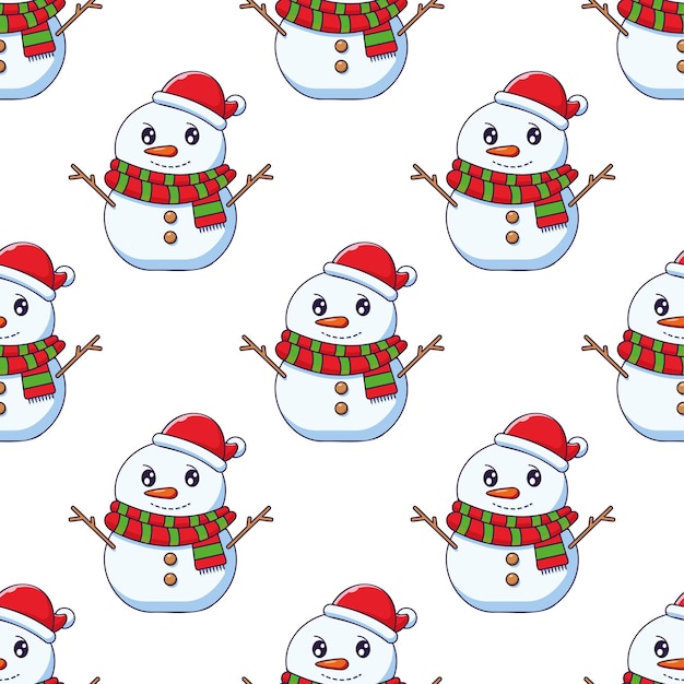 Kerstmis en nieuwjaar concept eenvoudig patroon van gedetailleerde cartoon sneeuwpop op achtergrond perfect voor websites wrappers geschenkverpakkingen ansichtkaarten