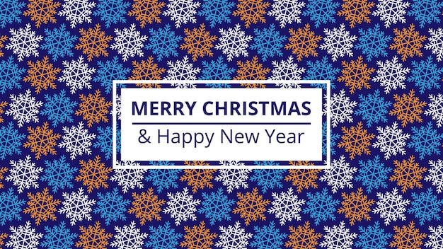 Vector kerstmis en nieuwjaar elegante achtergrond met glanzende zilveren, blauwe, bruine sneeuwvlokken. vector illustratie.