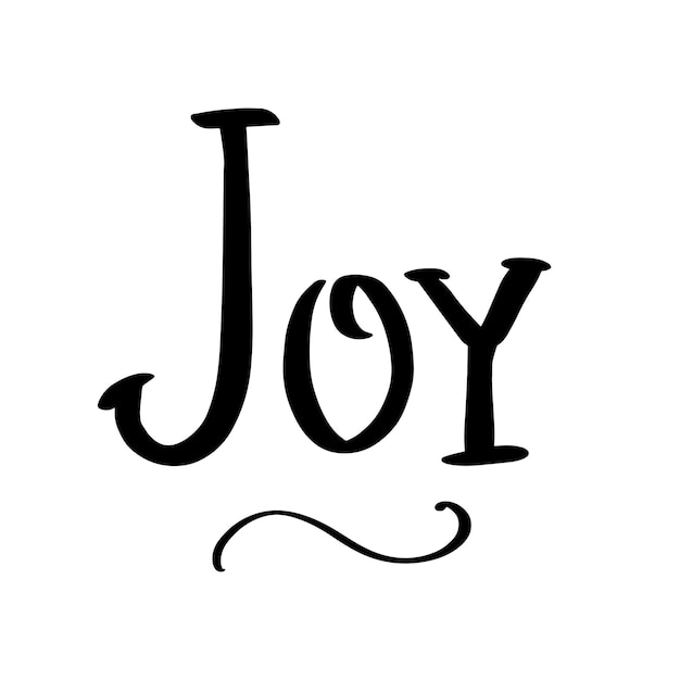 Vector kerstmis en nieuwjaar kalligrafie frase joy vector zwarte typografie geïsoleerd op witte achtergrond moderne met de hand getekende lettering voor groetekaartjes posters t-shirts enz.