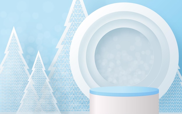 Kerstmis en nieuwjaar podium achtergrond vector ontwerp 3d-producten of weergave van cosmetische producten. podium voetstuk of platform. winter kerst rode achtergrond.