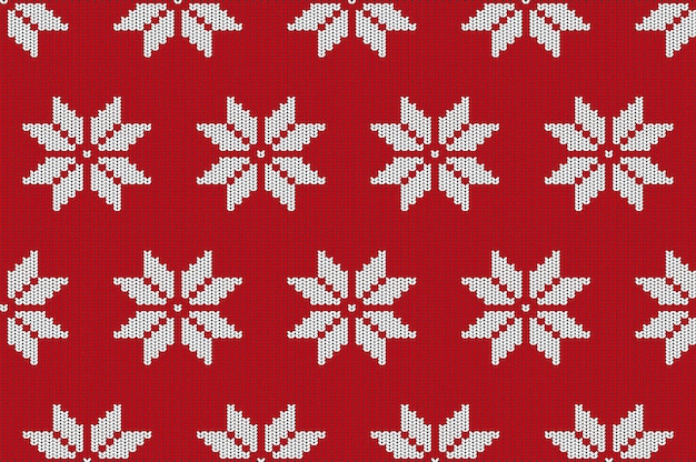 Kerstmis handgeweven rood sneeuwvlok naadloos patroon Winter trui textuur Vector illustratie