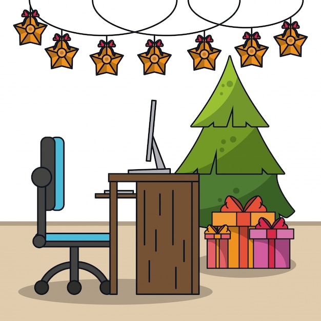 Kerstmis in de office-illustratie