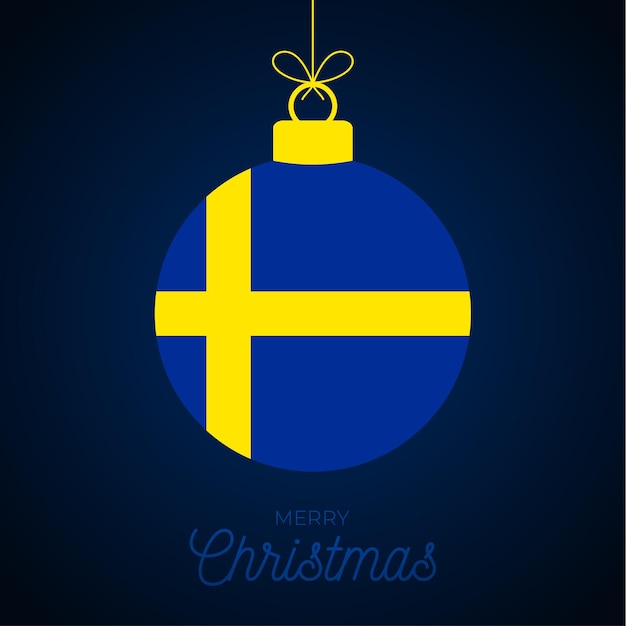 Kerstmis nieuwjaar bal met de vlag van zweden. wenskaart vectorillustratie. merry christmas ball met vlag geïsoleerd op een witte achtergrond