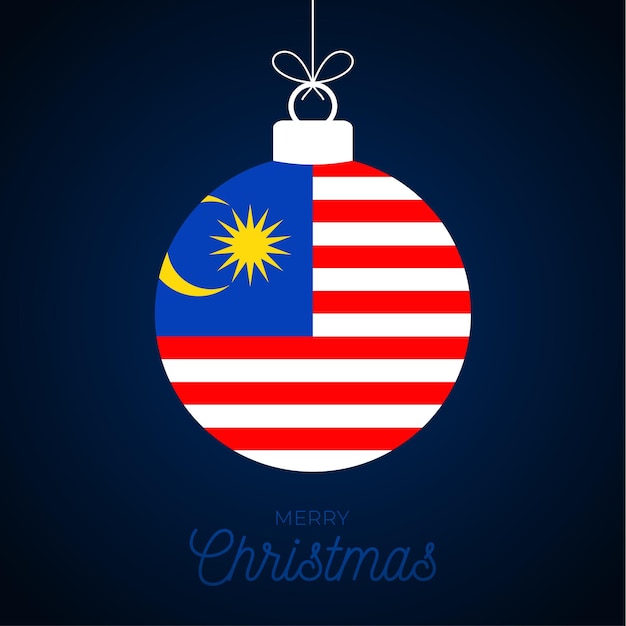 Kerstmis Nieuwjaar bal met Maleisië vlag. Wenskaart vectorillustratie. Merry Christmas Ball met vlag geïsoleerd op een witte achtergrond