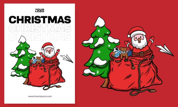 Vector kerstmis poster kunst flyer illustratie