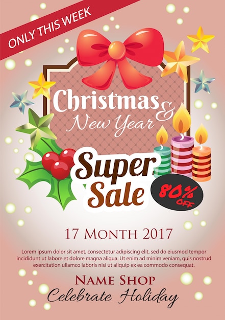 Vector kerstmis super verkoop poster