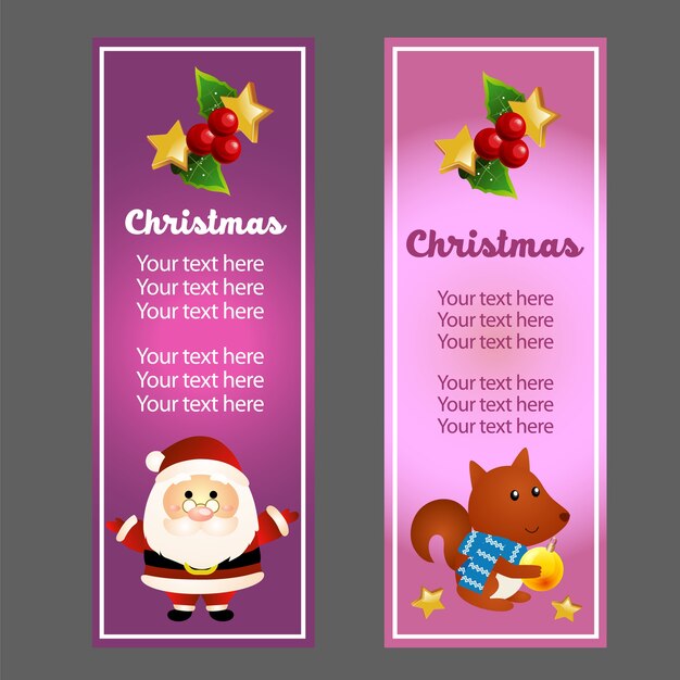 Kerstmis verticale banner met santa en eekhoorn