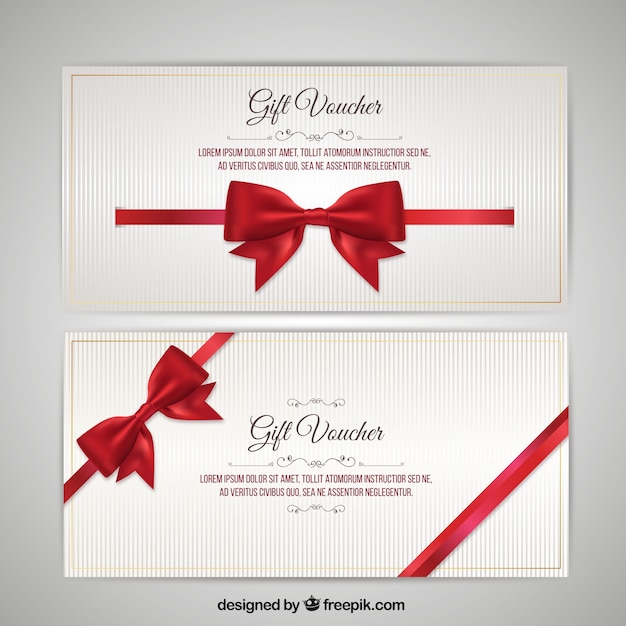 Vector kerstmis voucher met bow pack