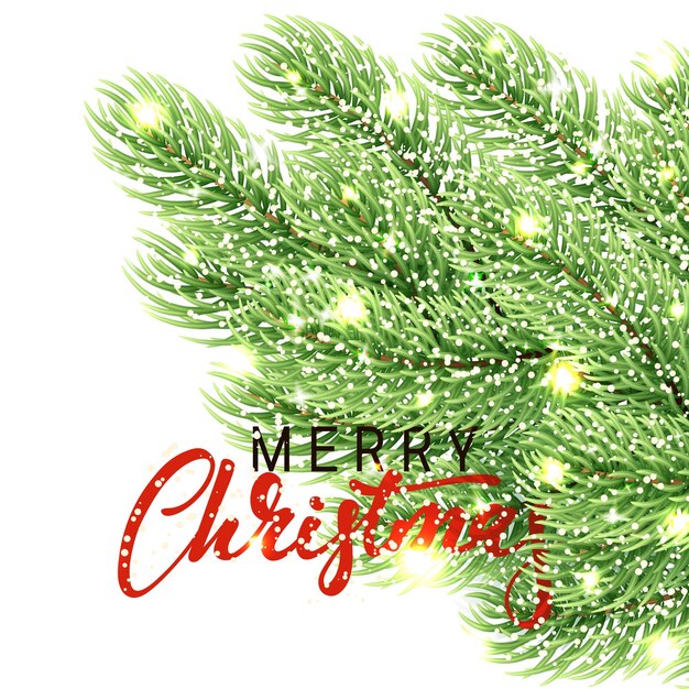 Kerstmisachtergrond met dennentakken. Merry Christmas wenskaart en banner. Vector illustratie