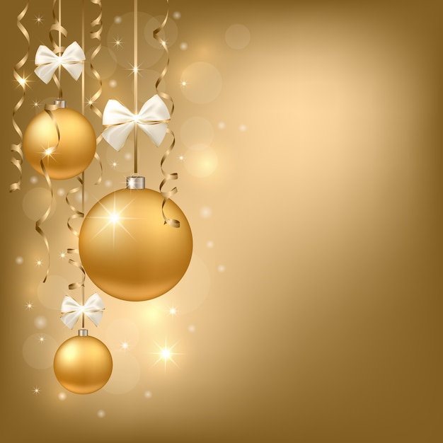 Vector kerstmisachtergrond met gouden ornamenten