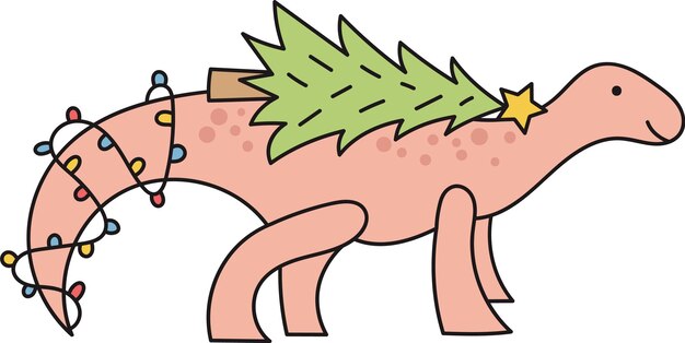 Vector kerstmisdinosaurus met boom