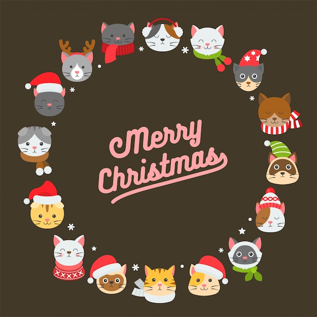 Vector kerstmispatroon en achtergrond van de kat