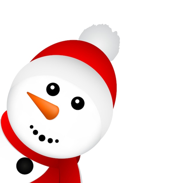 Kerstmissneeuwman op witte vectorillustratie als achtergrond