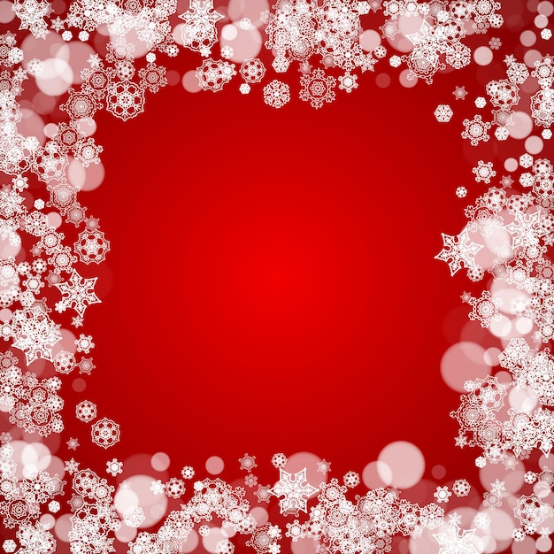 Kerstmissneeuwvlokken op rode achtergrond