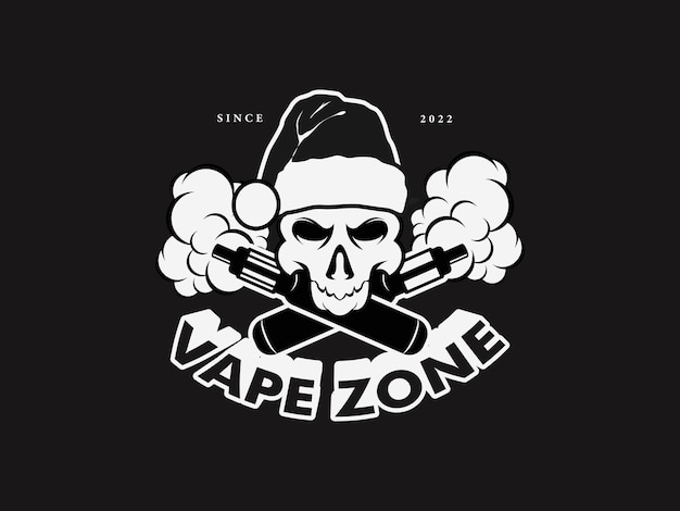 kerstmuts schedel hoofd vape logo, vape winkel logo, schedel vape vintage logo