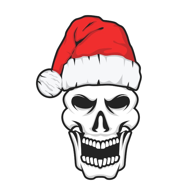 Kerstmuts schedel hoofd vector geschikt voor tattoo ontwerpen, logo's, t-shirts, enz.