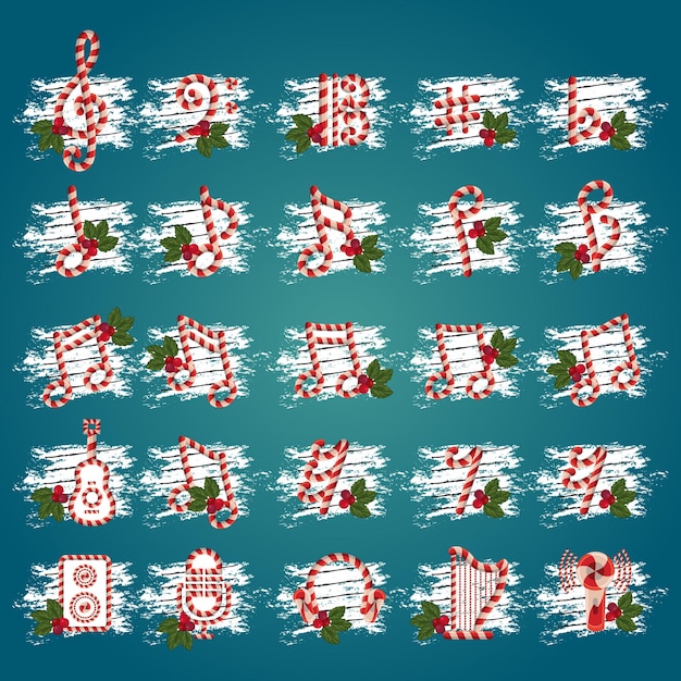 Kerstmuziek met verschillende thema's Set Vector Collection