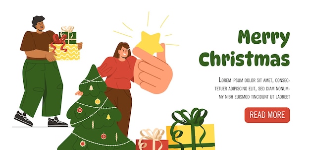 Kerstpaar vector banner