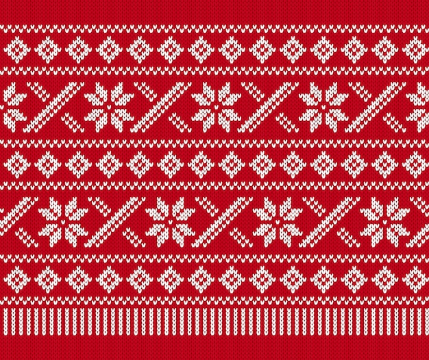 Vector kerstpatroon kerst gebreide naadloze print rode gebreide trui textuur traditionele vakantieornament
