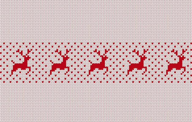 Vector kerstpatroon met herten holiday fair isle ornament xmas gebreide textuur gebreide naadloze achtergrond