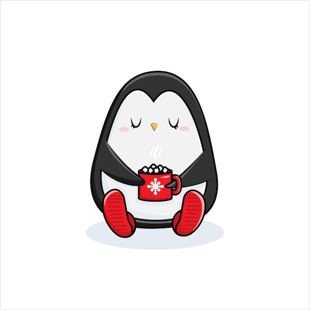 Kerstpinguïns Vrolijke kerstillustraties van schattige pinguïns met accessoires zoals gebreide mutsen, truien, sjaals