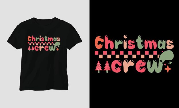 Kerstploeg - Hip Retro t-shirt en kledingontwerp.