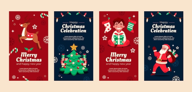 Vector kerstseizoen viering instagram verhalen collectie