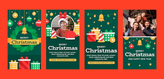 Vector kerstseizoen viering instagram verhalen collectie