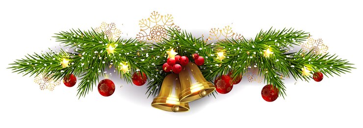 Kerstslinger gouden glanzende klokken firtree tak geïsoleerd ontwerpelement