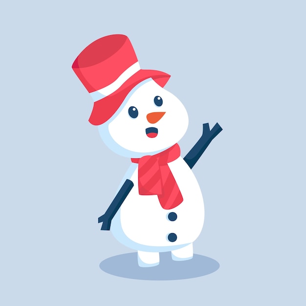 Kerstsneeuwman met hoed Character Design Illustratie