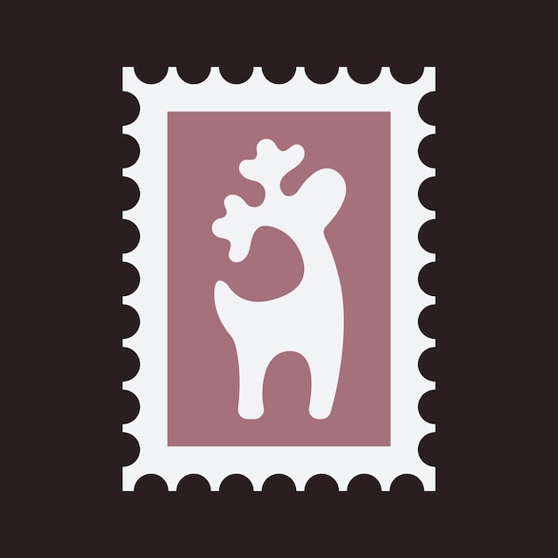 Vector kerststempel postzegel voor envelop brief aan de kerstman met rendieren