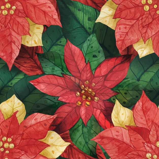 Kerstster Poinsettia naadloos patroon