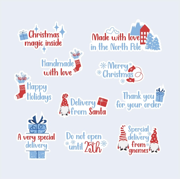 Kerststickers voor kleine bedrijven verpakkingsstickers