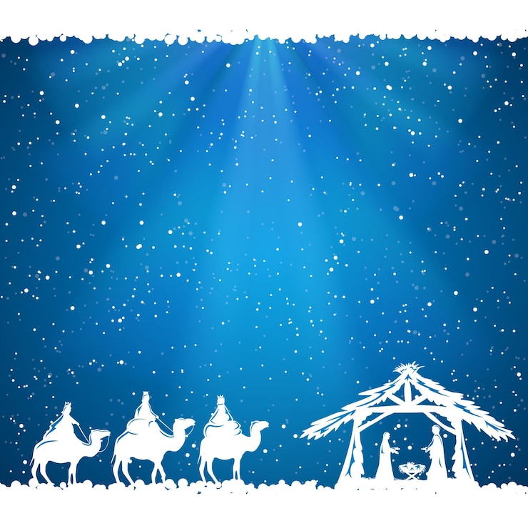 Vector kerstthema op blauwe achtergrond