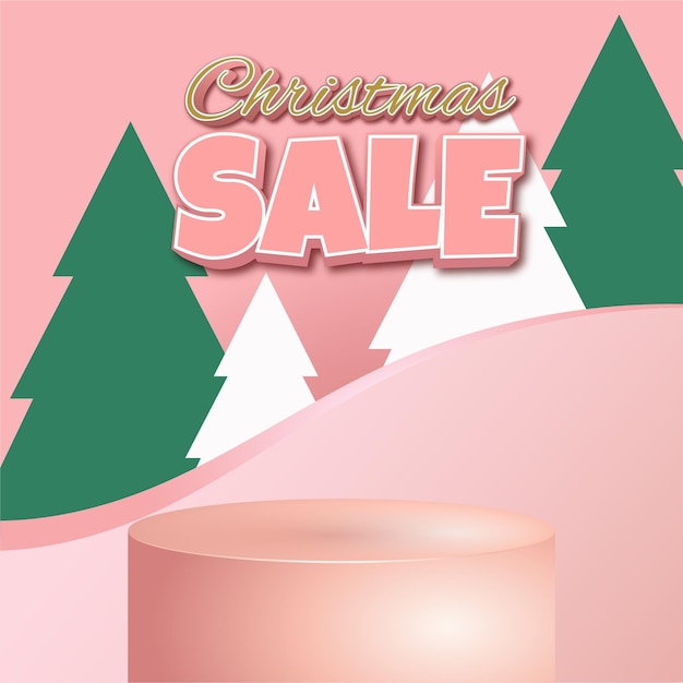 Kerstverkoop banner vierkante promotie met 3D-elementen roze kleur