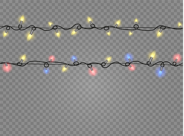 Kerstverlichting geïsoleerd realistische ontwerpelementen