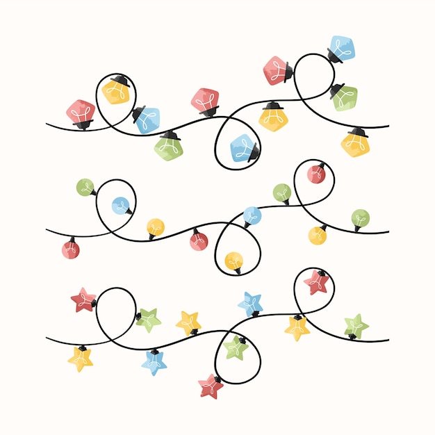 Vector kerstverlichtingsdecoratieset