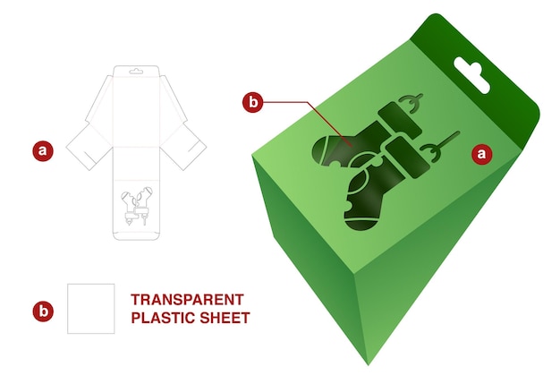 Kerstverpakking gestanst sjabloon en 3D-mockup
