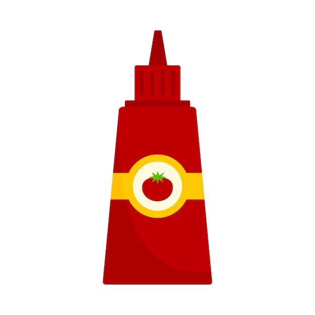 Vettore icona di bottiglia di ketchup illustrazione piatta dell'icona vettoriale di bottiglie di ketch up per il web design