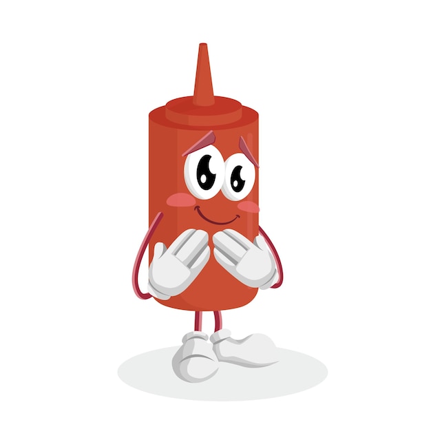 ketchup logo mascot ashamed pose