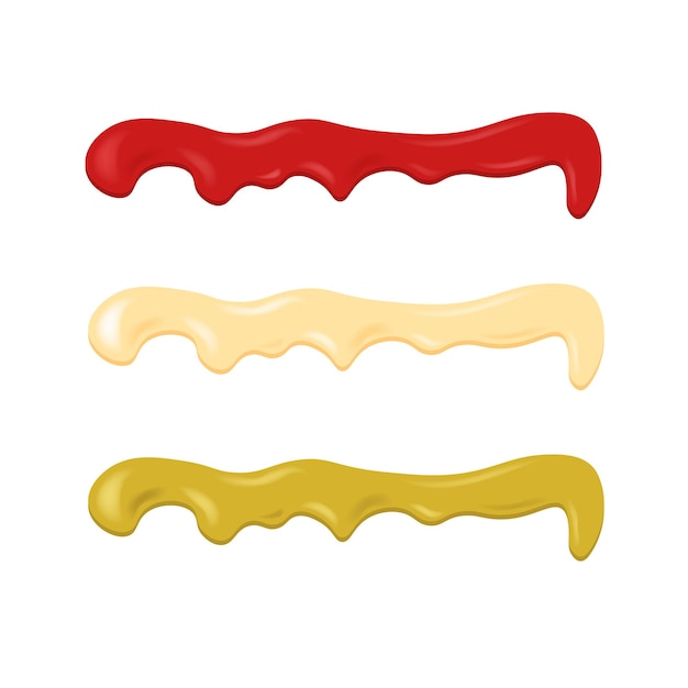Ketchup and mayonnaise and mustard for burger or sandwich Illustration of food for shops and markets