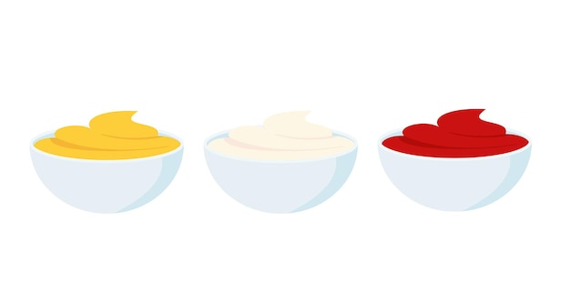 ketchup mayonnaise and mustard sauce for french fries